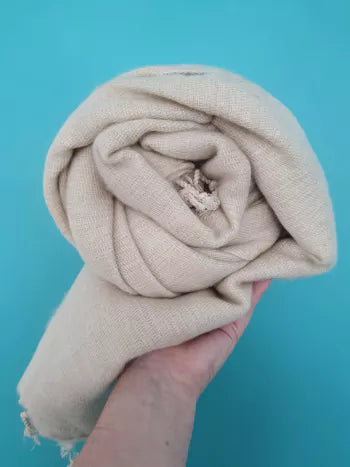 CREAM NEPALI RECYCLED WOOLLY SHAWL
