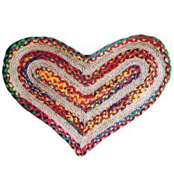 HEART JUTE & RAG RUG DOORMAT