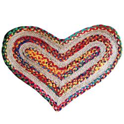 HEART JUTE & RAG RUG DOORMAT