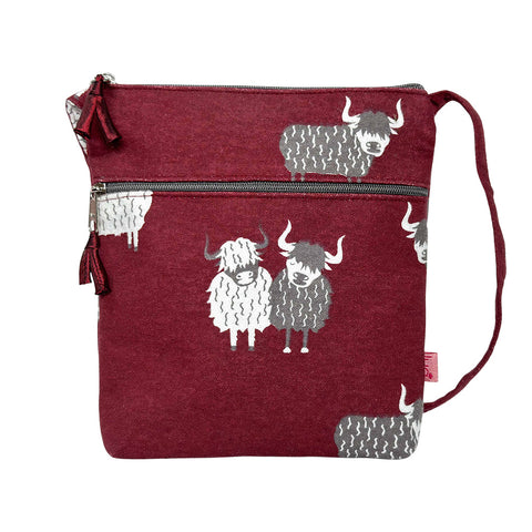 RED HIGHLAND COW CROSS BODY BAG - by Lua