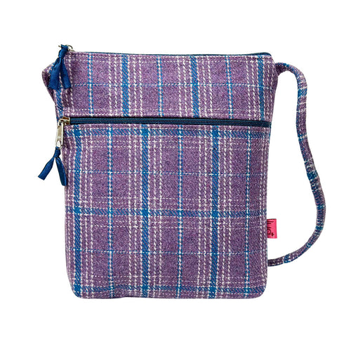 HEATHER CHECK HERRINGBONE CROSS BODY BAG - by Lua