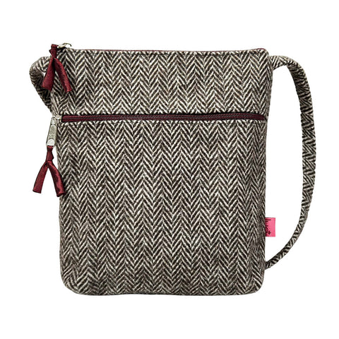 DARK OAK HERRINGBONE CROSS BODY BAG - by Lua