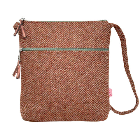 SAND HERRINGBONE CROSS BODY BAG - by Lua
