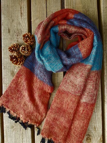 RUSTIC CHARM STRIPE NEPALI RECYCLED WOOLLY SHAWL