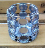silver recycled metal bottle tops candle holder