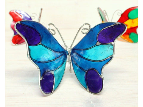 blue butterfly suncatcher window suction decoration