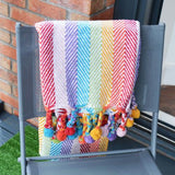 MULTI COLOURED STRIPED RECYCLED COTTON THROW