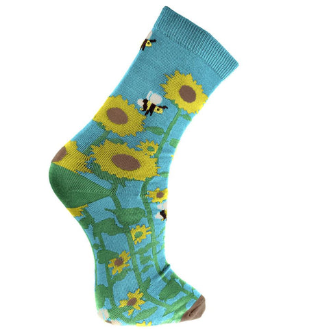 SUNFLOWER & BEES BAMBOO SOCKS - ladies