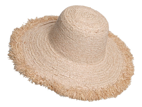 FRAYED WIDE BRIM PACKABLE RAFFIA & SISAL HAT - by Madaraff