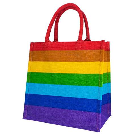 RAINBOW STRIPES JUTE SHOPPING BAG