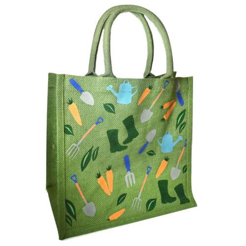 GARDENING JUTE SHOPPING BAG - GREEN