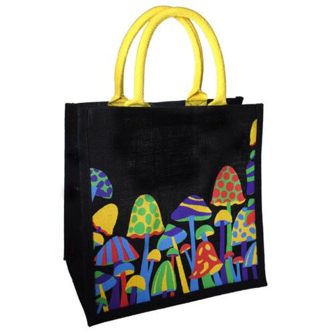 TOADSTOOLS JUTE SHOPPING BAG - BLACK