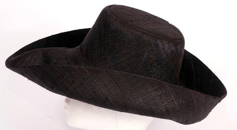 BLACK MEDIUM BRIM PACKABLE RAFFIA HAT