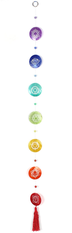 RAINBOW CHAKRA CAPIZ SUNCATCHER STRING