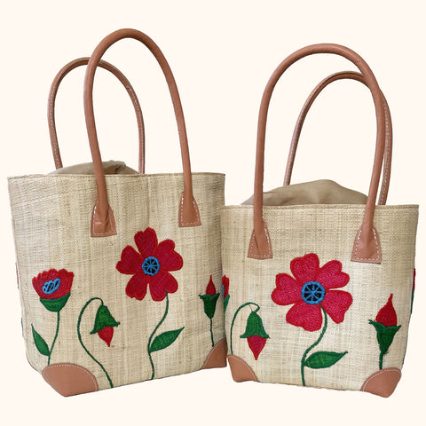 POPPY RAFFIA BASKET