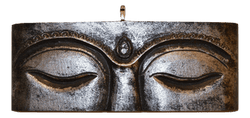 WOODEN BUDDHA EYES PLAQUE - silver