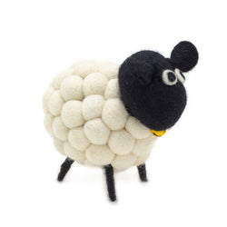 WHITE WOOL FELTED POM POM SHEEP