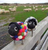 WOOL FELTED POM POM SHEEP - by Cool Trade Winds