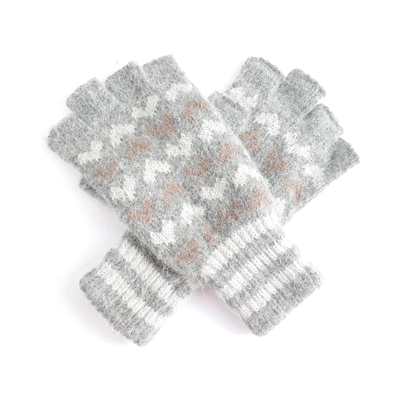 HEARTS WOOL MIX FINGERLESS GLOVES - by Lua