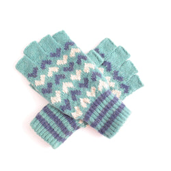 HEARTS WOOL MIX FINGERLESS GLOVES - by Lua