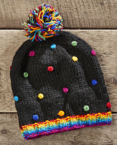 RAINBOW BOBBLE WOOL KNIT HAT