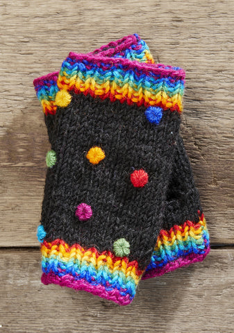 RAINBOW BOBBLE HANDWARMER GLOVES