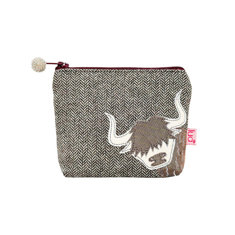 HIGHLAND COW HERRINGBONE COIN PURSE - by Lua