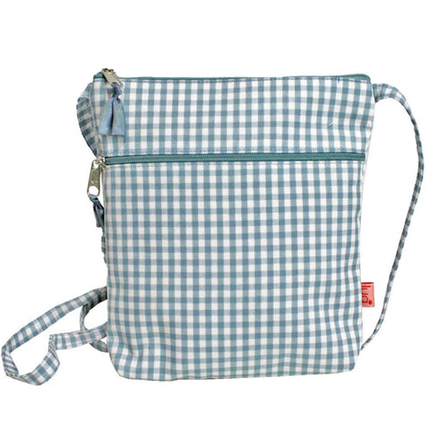 AQUA GINGHAM CHECK CROSS BODY BAG - by Lua