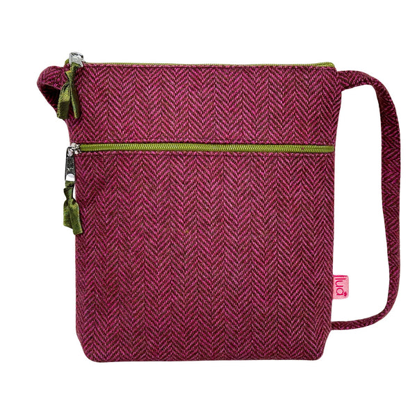 DARK PINK HERRINGBONE CROSS BODY BAG - by Lua