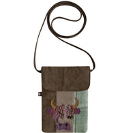 TWEED APPLIQUE HIGHLAND COW SLING BAG - by Earth Squared