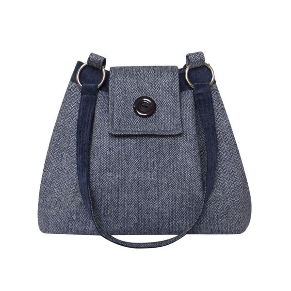 NAVY WOOL TWEED AVA BAG - by Earth Squared