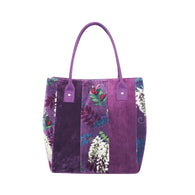 PURPLE BOTANICAL VELVET SLOUCH TOTE BAG - by Earth Squared