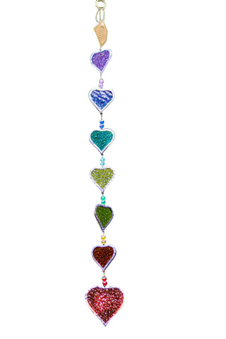 RAINBOW GLASS HEARTS SUNCATCHER