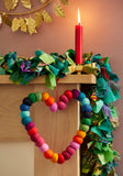 Rainbow Felt Ball Heart Wreath