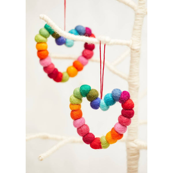 Rainbow Felt Ball Heart Decoration