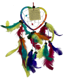 SMALL RAINBOW HEART DREAMCATCHER