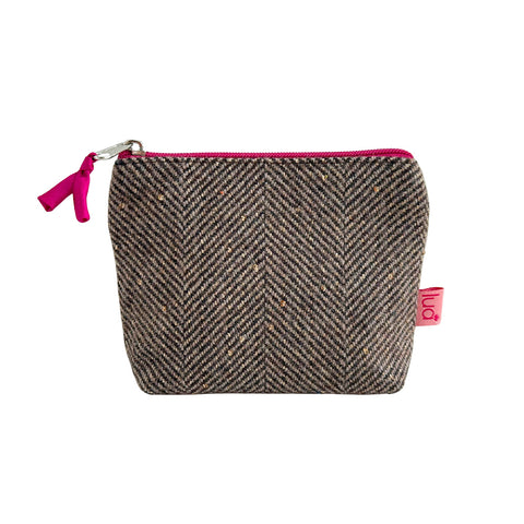 CHOCOLATE SPARKLE HERRINGBONE COIN PURSE - by Lua