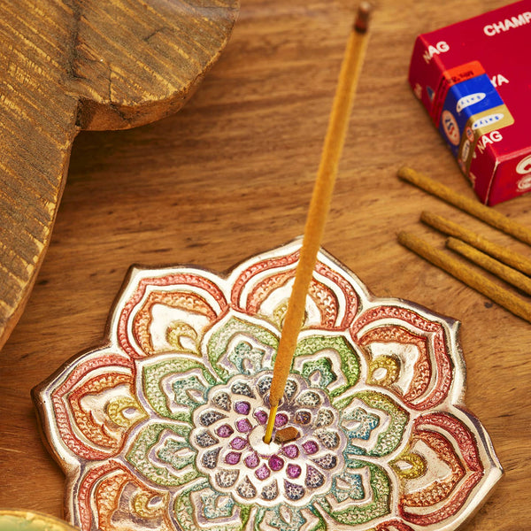 RAINBOW LOTUS ALUMINIUM INCENSE HOLDER