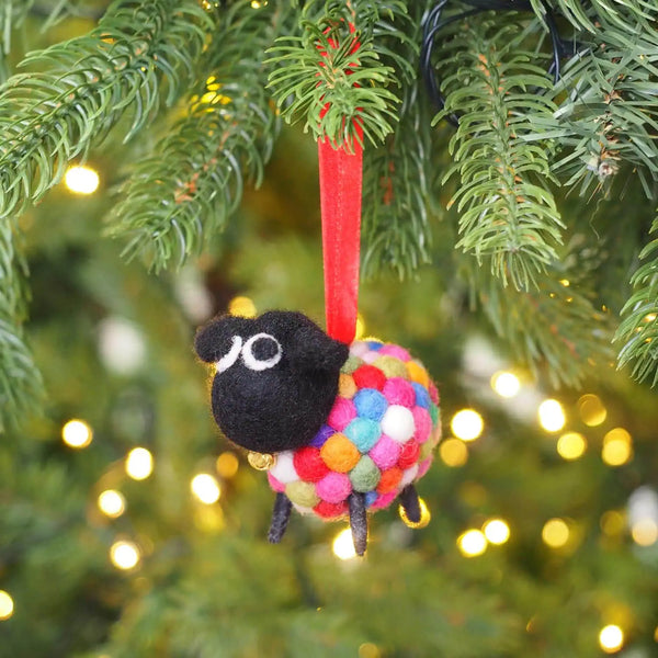 MULTI COLOURED POM POM SHEEP DECORATION