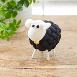 BLACK & WHITE WOOL FELTED POM POM SHEEP