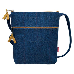 NAVY BLUE HERRINGBONE CROSS BODY BAG - by Lua