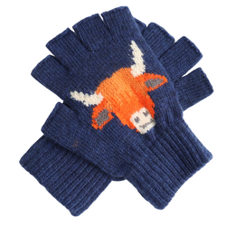 HIGHLAND COW WOOL MIX FINGERLESS GLOVES - by Lua