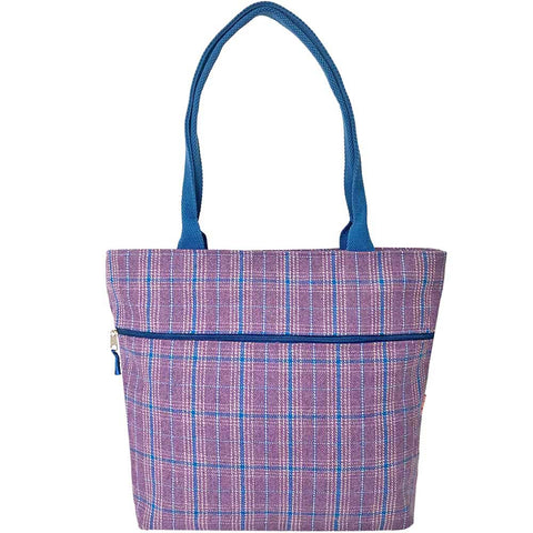 HEATHER CHECK HERRINGBONE TOTE BAG - by Lua