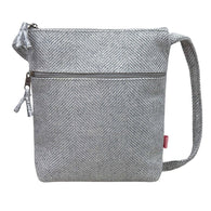 SILVER GREY HERRINGBONE CROSS BODY BAG - by Lua