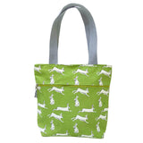 GREEN LEAPING HARE TOTE BAG - by Lua