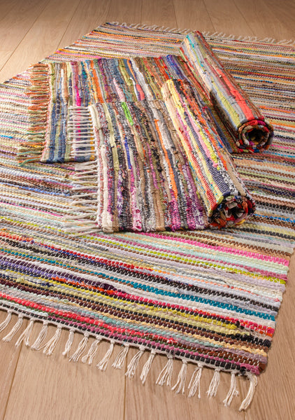 MULTI COLOURED RAG RUG 164 x 100cm