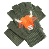 HIGHLAND COW WOOL MIX FINGERLESS GLOVES - by Lua