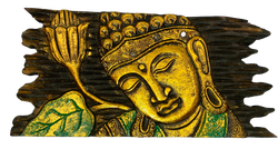 WOODEN GOLD BUDDHA PLAQUE