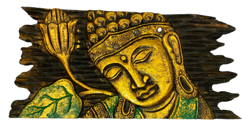 WOODEN GOLD BUDDHA PLAQUE
