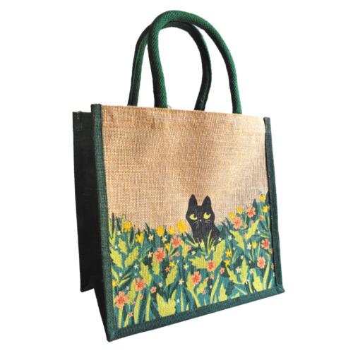 BLACK CAT JUTE SHOPPING BAG
